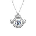 Moissanite  Necklace 925 Sterling Silver Crown Pendant Clasp Chain(1 Carat White Gold)