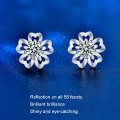 Sakura Earrings 925 Silver Needle Flower Earrings(50 Points Mosan  White Gold)
