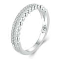 S925 Sterling Silver Platinum-plated Zircon Double-layer Ring, Size: 6