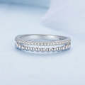 S925 Sterling Silver Platinum-plated Zircon Double-layer Ring, Size: 8