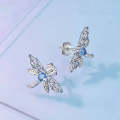 BSE874 925 Sterling Silver Plated Plated Spinel Lovely Dragonfly Stud Earrings