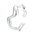 Sterling Silver S925 Simple Wavy Opening Adjustable Ring