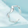 Sterling Silver S925 Simple Wavy Opening Adjustable Ring