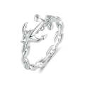 Sterling Silver S925 Platinum Plated Anchor Ring For Women(No.7)