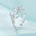 Sterling Silver S925 Platinum Plated Anchor Ring For Women(No.7)