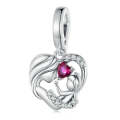 S925 Sterling Silver Mother and Child Hug Love Pendant DIY Bracelet Heart Shaped Accessories