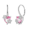 S925 Sterling Silver Pink Heart Cherry Blossom Earrings