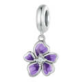 S925 Sterling Silver Purple Flower Pendant DIY Bracelet Accessories Beads