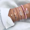 5-in-1 Personality Compass Hexagon Bracelet  Heart Beaded Pendant Jewelry, Color: SKU4159