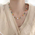 Colorful Beaded Smiley Necklace Womens Clavicle Chain, Style: Extend Chain Style