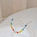 925 Silver Plated Rainbow Smile Beaded Bracelet Ladies Jewelry, Color:  Smile Face