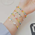 925 Silver Plated Rainbow Smile Beaded Bracelet Ladies Jewelry, Color: Cloud Rainbow