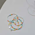 925 Silver Plated Rainbow Smile Beaded Bracelet Ladies Jewelry, Color:  Smile Face