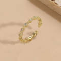 Copper Beaded Stitching Open Type Rings, Color: 14K Gold