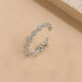 Copper Beaded Stitching Open Type Rings, Color: Platinum
