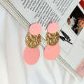 Stitching Solid Color Geometric Round Ladies Personality Earrings(E-649-Pink)
