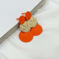 Stitching Solid Color Geometric Round Ladies Personality Earrings(E-649-Orange)