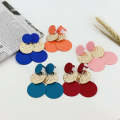 Stitching Solid Color Geometric Round Ladies Personality Earrings(E-649-Dark Blue)