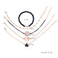 5pcs/set OL Triangular Hollow Map Bracelet Peach Heart Corner Bead Necklace(AB129)