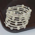 7 Row Silver Simple Rhinestone Pearl Wrapped Arm Bracelet Versatile Bracelet