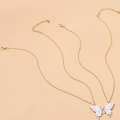 Sisters Mother and Daughter Alloy Drip Oil Butterfly Necklace Clavicle Chain(Gold)