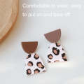2pair Acrylic Clay Textured Painted Earrings(Black White Spot)