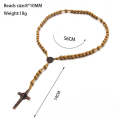Wooden Beads Handmade Wire Vintage Cross Necklace(Dark Coffee)