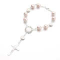 10MM Glass Pearl Beaded Bracelet with Torus, Color: Pink