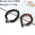 Couple Wooden Beads Elastic Cord Bracelet Alloy Cross Beads(Black)