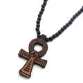 Wood Beads Cross Pendant Necklace Hip Hop Jewelry, Color: Bidding