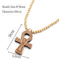 Wood Beads Cross Pendant Necklace Hip Hop Jewelry, Color: Black