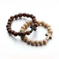 Handmade Round Wood Bead Cross Pendant Bracelet(Brown)