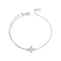 S925 Sterling Silver Platinum Plated Double Layer Cross Women Bracelet