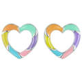 S925 Sterling Silver Platinum-plated Dopamine Rainbow Love Earrings for Women