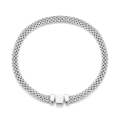 S925 Sterling Silver Platinum Plated Braided Basic Bracelet, Size: 21cm