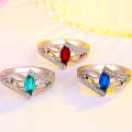 925 Sterling Silver Finger Rings Women Vintage Engagment Zircon Jewelry, Ring Size:10(Blue)