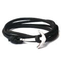 Alloy Anchor Charm Multilayer Leather Friendship Bracelets(Black)