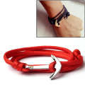 Alloy Anchor Charm Multilayer Leather Friendship Bracelets(Red)