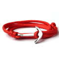 Alloy Anchor Charm Multilayer Leather Friendship Bracelets(Red)