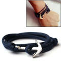 Alloy Anchor Charm Multilayer Leather Friendship Bracelets (Navy Blue)