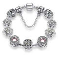 Women Fashion Simple Panjia Opal Crystal Alloy Bracelet, Length:18cm(Silver)