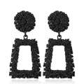 Exaggerated Scrub Geometric Earrings Trapezoidal Long Metal Earrings(Black)