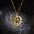 2 PCS Hip Hop Sunflower Titanium Steel Necklace For Men And Women(Rose Gold)