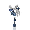 Women Drill Droplet Butterfly-knotted Brooch(Blue)