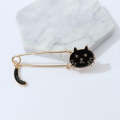 Lovely Drip Small Cat Wagging Tail Animal Brooch(Black)
