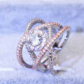 Rose Gold-plated Color Separation Ring Creative Cross Zircon Engagement Ring(9)