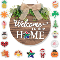Wood Welcome Home Sign Decor with 14 Magnets - Wreath Wall Hanging - Halloween - Easter - Party