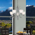 Polished Chrome Chandelier with Frosted Glass