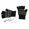 Mihuis - Unisex USB Heated Open Fingerless Black Gloves - White & Black