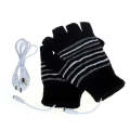 Mihuis - Unisex USB Heated Open Fingerless Black Gloves - White & Black